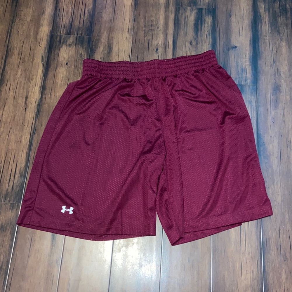 maroon under armour basketball shorts